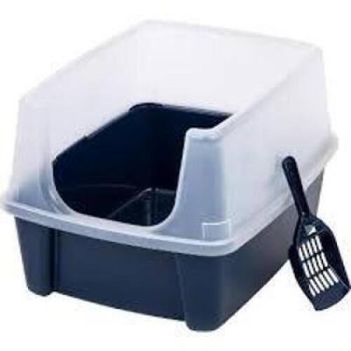 DESCRIPTION: (1) HIGH SIDE OPEN TOP CAT LITTER BOX BRAND/MODEL: IRIS #762016433455 INFORMATION: BLUE AND CLEAR RETAIL$: $21.99 EA QTY: 1