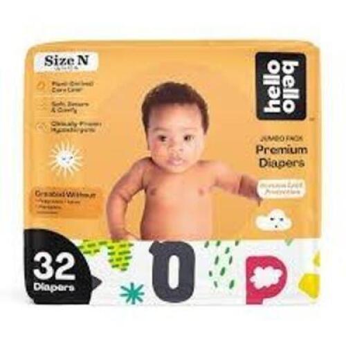 DESCRIPTION: (2) PACKS OF (34) DIAPERS BRAND/MODEL: HELLO BELLO INFORMATION: NEWBORN RETAIL$: $19.94 EA QTY: 2
