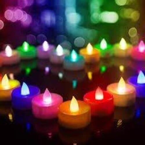 DESCRIPTION: (6) TEA CANDLES INFORMATION: LED, MULTI COLORED, CANDLES, ONLY 6 LIGHTS, 24 PIECES TO MAKE QTY: 6