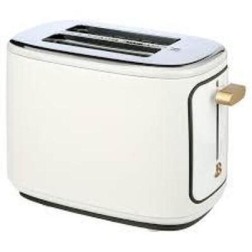 DESCRIPTION: (1) 2 SLICE TOASTER BRAND/MODEL: BEAUTIFUL INFORMATION: WHITE AND GOLD RETAIL$: $45.97 EA QTY: 1