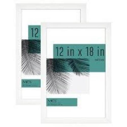 DESCRIPTION: (2) PICTURE FRAMES BRAND/MODEL: MCS INFORMATION: WHITE, WOOD, WALL FRAME SIZE: 12" X 18" RETAIL$: $27.99 EA QTY: 2