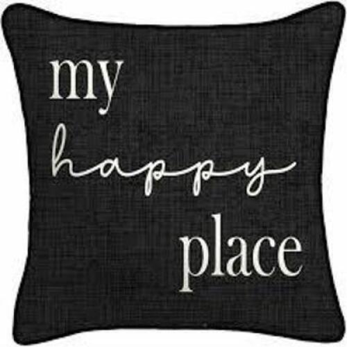 DESCRIPTION: (1) THROW PILLOW BRAND/MODEL: MAINSTAYS INFORMATION: "MY HAPPY PLACE", OUTDOOR, REVERSIBLE RETAIL$: $39.99 EA QTY: 1