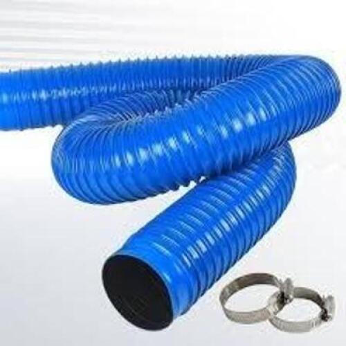 DESCRIPTION: (1) FLEXIBLE DUCT DOWNPIPE EXTENSIONINFORMATION: BLUE, PVCRETAIL$: $107.27 EASIZE: APPROX 4" X 25'QTY: 1