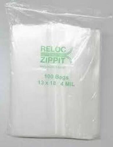DESCRIPTION: (1) BOX OF (500) RECLOSABLE BAG BRAND/MODEL: RELOC ZIPPIT #38UU99 INFORMATION: CLEAR SIZE: 13" W X 18" L RETAIL$: $165.80 EA QTY: 1