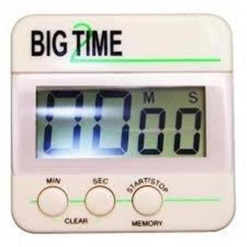 DESCRIPTION: (22) COUNTDOWN TIMER BRAND/MODEL: BIG DIGIT INFORMATION: WHITE, CLIP ON, MINUTES AND SECONDS RETAIL$: $23.46 EA QTY: 22