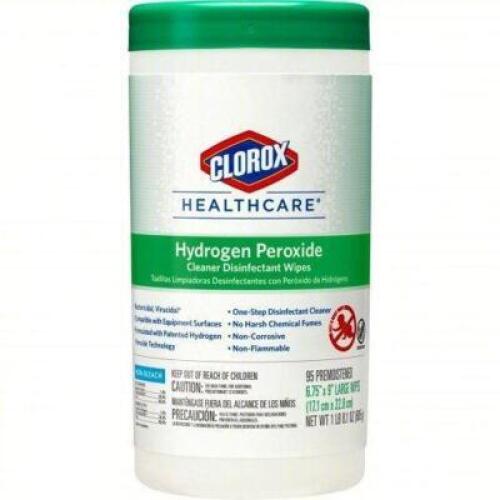 DESCRIPTION: (6) CONTAINERS OF HYDROGEN PEROXIDE DISINFECTING WIPES BRAND/MODEL: CLOROX HEALTHCARE 30824 SIZE: 6- 95 CT RETAIL$: 74.62 QTY: 6
