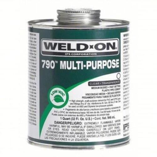 DESCRIPTION: (6) MULTI PURPOSE PIPE CEMENT BRAND/MODEL: WELD-ON 790 SIZE: 8OZ RETAIL$: 50.4 QTY: 6