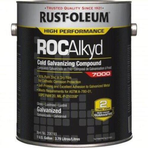 DESCRIPTION: (2) COLD GALVANIZING COMPOUND BRAND/MODEL: RUST-OLEUM 206193 SIZE: 1 GAL RETAIL$: 745.9 QTY: 2