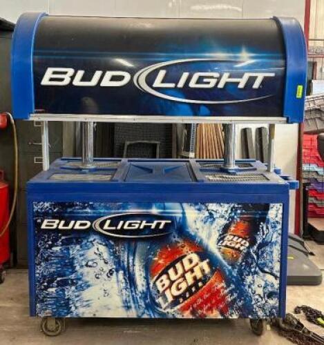 ROLLING BUD LIGHT BEVERAGE CART WITH TWO BEER TAPS