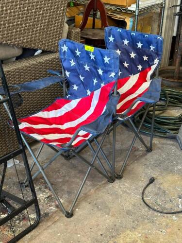 (2) - AMERICAN FLAG FOLDING CHAIRS