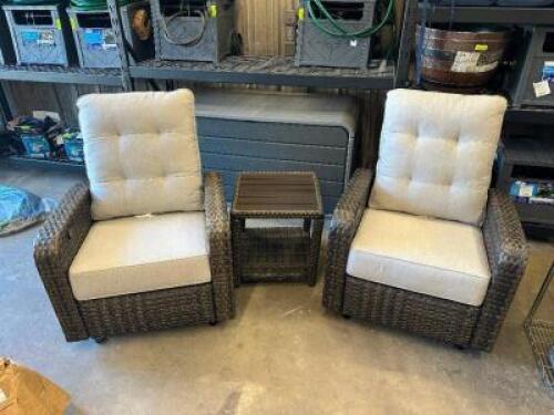 3 PC. PATIO RECLINER AND TABLE SET WITH RAIN COVERS