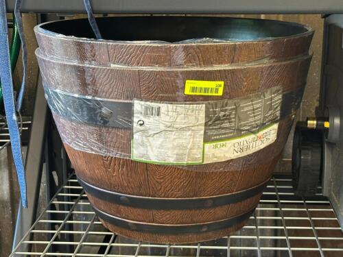 (2) - RESIN BARREL PLANTERS