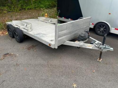 PRIMO TRAILER MANUFACTURING ALUMINUM 16' TANDEM AXLE DECK TRAILER.