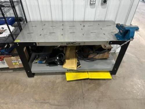 WC FAB 72" X 32" STAINLESS FABRICATION TABLE W/ BAILEIGH 8" MOUNTED VICE.
