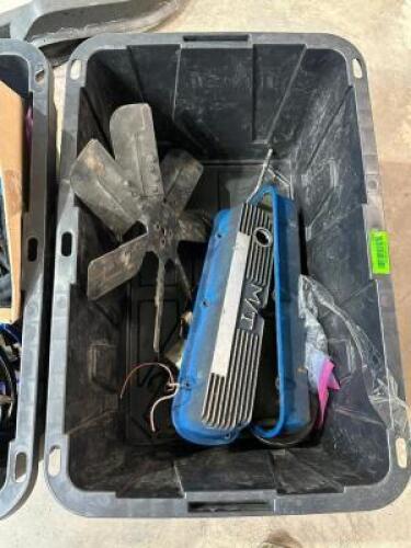PLASTIC TOTE AND CONTENTS ASSORTED BRONCO PARTS.