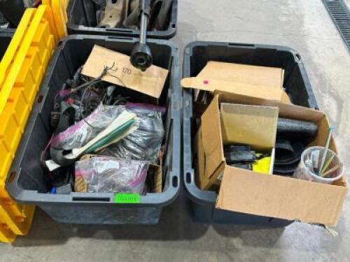 PLASTIC TOTE AND CONTENTS ASSORTED AUTOMOTIVE PARTS.