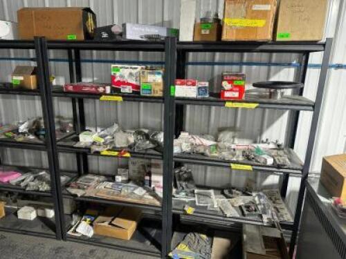 (3) 36" X 18" FIVE TIER LIGHT DUTY METAL PARTS SHELVES.