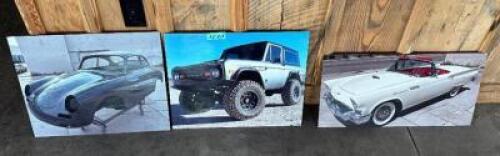 (3) FRAMED COLOR AUTOMOTIVE PHOTOGRAPHS ( PROMOTIONAL PICTURES )