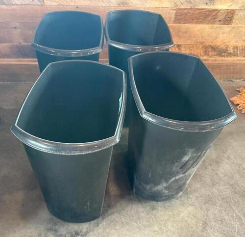 (4) BLACK PLASTIC OFFICE WASTE CANS