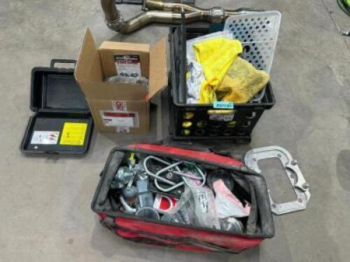 (1) LOT OF MISC PARTS , HARDWARE, AND EMPTY TOOL CASES.