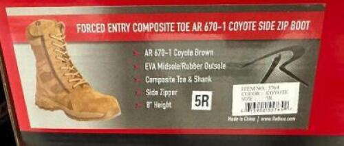 ROTHCO FORCED ENTRY COMPOSITE TOE AR-670-1 COYOTE SIDE ZIP BOOT 5R