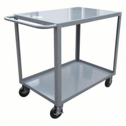 DESCRIPTION: (1) UTILITY CART WITH LIPPED AND FLUSH SHELVES BRAND/MODEL: PRODUCT NUMBER #8AE95 INFORMATION: METAL, 2 SHELVES, 1200 LB CAPACITY SIZE: 3