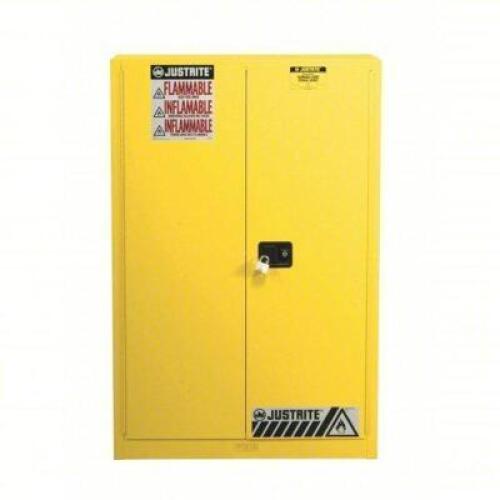 DESCRIPTION: (1) HAZARDOUS MATERIAL STORAGE CABINET BRAND/MODEL: JUSTRITE #894510 INFORMATION: YELLOW, STANDARD, STEEL, 60 GA SIZE: 43" X 18" X 65" RE
