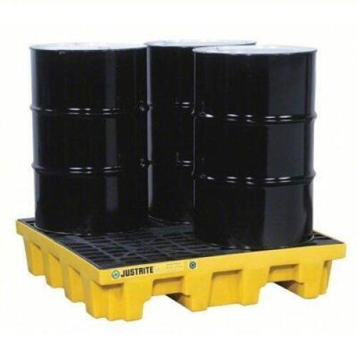 DESCRIPTION: (1) SPILL PALLET BRAND/MODEL: JUSTRITE #4WLV3 INFORMATION: YELLOW WITH BLACK DRAIN, 5000 LBS, 73 GAL CAPACITY, FOR 4 DRUMS SIZE: 49" X 49