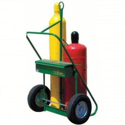 DESCRIPTION: (1) WELDING CYLINDER HAND TRUCK BRAND/MODEL: SAFTCART #5WXE8 INFORMATION: 2 CYLINDER CAPACITY, 780 LB LOAD CAPACITY, PERMA CLAMP SIZE: 13