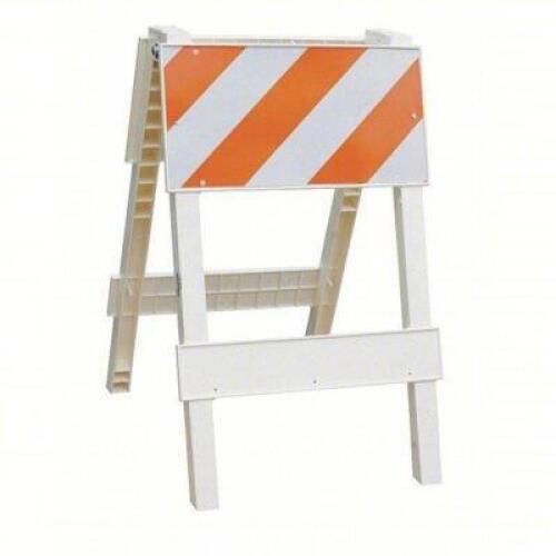 DESCRIPTION: (1) FOLDING TRAFFIC BARRICADE BRAND/MODEL: CORTINA #1EKT3 INFORMATION: WHITE AND ORANGE, REFLECTIVE SIZE: 40 IN OVERALL HT, 24 IN X 40 IN