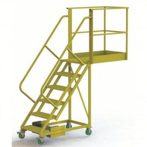 DESCRIPTION: (1) ROLLING CANTILEVER LADDER BRAND/MODEL: TRI ARC #15F005 INFORMATION: YELLOW, STEEL, SERRATED, LOCKING CASTERS, UNASSEMBLED, MUST COME