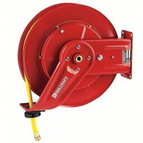 DESCRIPTION: (1) SPRING RETURN HOSE REEL BRAND/MODEL: REELCRAFT #8P261 INFORMATION: RED, 3/8 IN MNPT X 3/8 IN FNPT, 125 PSI MAX OP PRESSURE SIZE: 35 F