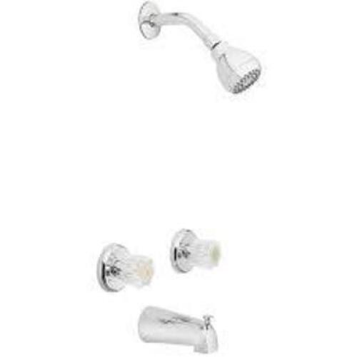 DESCRIPTION: (1) TUB & SHOWER FAUCET BRAND/MODEL: OAKBROOK #48372 INFORMATION: CHROME PLATED, KNOBS, SHOWER HEAD, TUB FAUCET RETAIL$: $70.90 EA QTY: 1