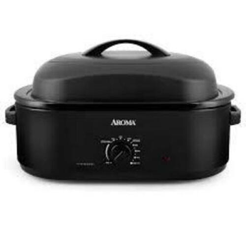 DESCRIPTION: (1) ROASTER OVEN BRAND/MODEL: AROMA INFORMATION: BLACK SIZE: 18 QT RETAIL$: $85.00 EA QTY: 1