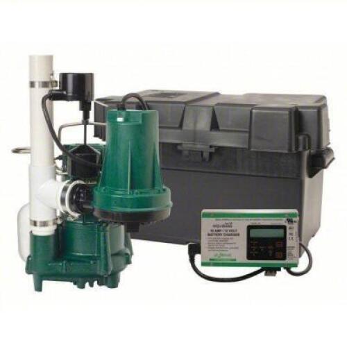 DESCRIPTION: (1) SUMP PUMP BATTERY BACKUP SYSTEM BRAND/MODEL: ZOELLER #49DE64 INFORMATION: 1/2 HP, 120V AC, 23 FT MAX. HEAD (PRIMARY PUMP), 12V DC, MA