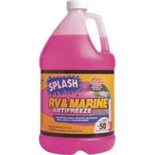 DESCRIPTION: (6) RV AND MARINE ANTIFREEZE BRAND/MODEL: SPLASH INFORMATION: PINK SIZE: 1 GALLON RETAIL$: $5.60 EA QTY: 6