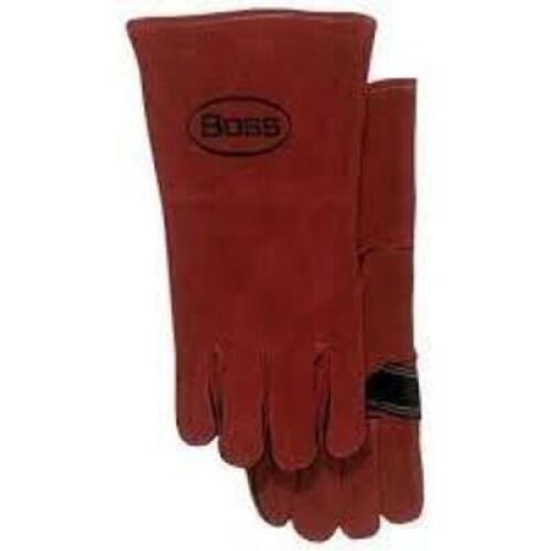 DESCRIPTION: (2) PAIRS OF SPLIT LEATHER WELDER GLOVES BRAND/MODEL: BOSS #4096 INFORMATION: RED SIZE: LARGE RETAIL$: $12.99 EA QTY: 2