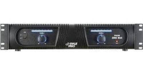 DESCRIPTION: (1) POWER AMPLIFIER INFORMATION: BLACK, 3000 W, 2 CHANNEL RETAIL$: $199.00 EA QTY: 1