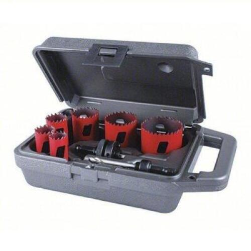DESCRIPTION: (1) HOLE SAW KIT BRAND/MODEL: MORSE #53WP29 INFORMATION: MISSING A 1/4 BIT SIZE: 1 1/2 IN; 1 1/8 IN; 1 3/4 IN; 2 1/4 IN; 3/4 IN; 7/8 IN R