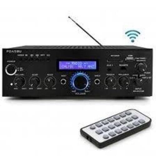 DESCRIPTION: (1) STEREO AMPLIFIER RECEIVER WITH REMOTE BRAND/MODEL: PYLE #PDA5BU RETAIL$: $84.98 EA QTY: 1