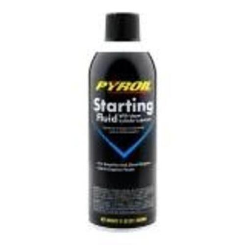 DESCRIPTION: (5) STARTING FLUID BRAND/MODEL: PYROIL PYSFR11 SIZE: 11 OZ RETAIL$: $32.25 QTY: 5