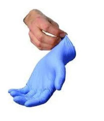 DESCRIPTION: (4) NITRILE GLOVES INFORMATION: BLUE. POWDER FREE SIZE: M QTY: 4