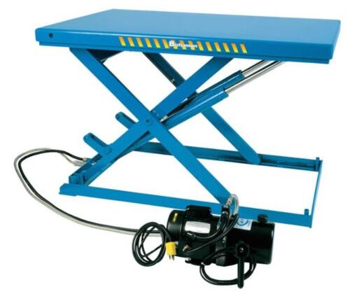 DESCRIPTION: (1) LOW PROFILE SCISSOR LIFT TABLE BRAND/MODEL: BISHAMON/LX200NBI INFORMATION: 4400LB CAPACITY, SIZE: 33.5 in. x 55.5 in. PLATFORM, 39.4"
