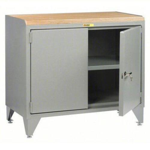 DESCRIPTION: (1) CABINET WORKBENCHBRAND/MODEL: LITTLE GIANT #34AU94INFORMATION: BUTCHER BLOCK, 2,000 LB OVERALL LOAD CAPACITY, GRAYSIZE: 48 IN X 24 IN X 42 1/2"RETAIL$: $1534.89 EAQTY: 1