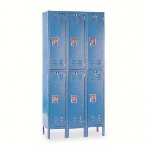 DESCRIPTION: (1) PREMIUM LOCKERS BRAND/MODEL: HALLOWELL #4HB72 INFORMATION: LOUVERED, 2 TIERS, 3 UNITS WIDE, PADLOCK HASP SIZE: 36 IN X 18 IN X 78 IN