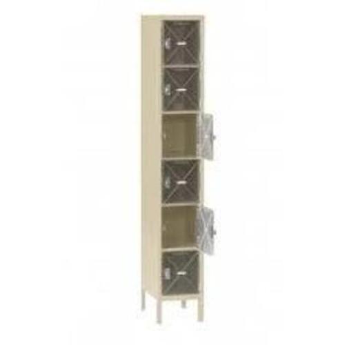 DESCRIPTION: (1) 6 TIER LOCKERS BRAND/MODEL: TENNSCO #BS6 121512 C INFORMATION: CLEAR FRONT, TAN / BEIGE FRAME, 6 TIER, 1 WIDE RETAIL$: $465.00 EA QTY