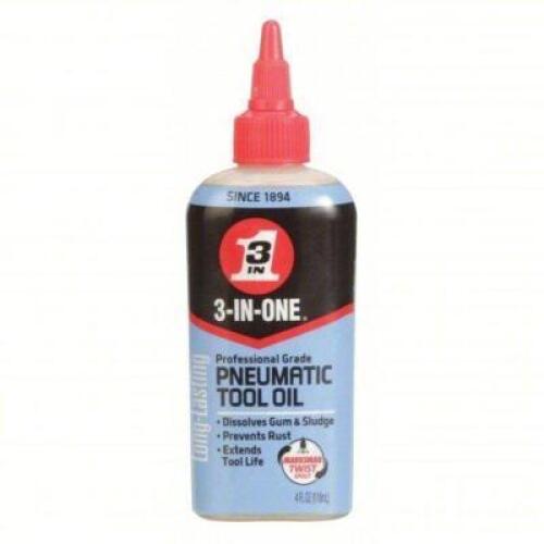DESCRIPTION: (12) AIR TOOL DRIP LUBRICATING OIL BRAND/MODEL: 3-IN-ONE #20LA87 INFORMATION: MINERAL, -20�F, 320�F MAX. OP TEMP. SIZE: 4 OZ CONTAINER SI