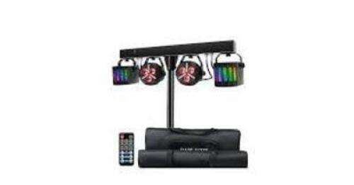 DESCRIPTION: (1) DJ SETUP WITH LIGHTS BRAND/MODEL: LEDJ INFORMATION: CARRY CASE INCLUDED RETAIL$: $179.99 EA QTY: 1