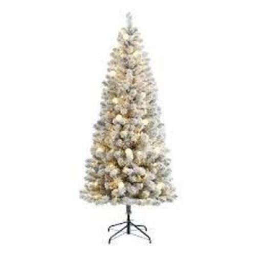 DESCRIPTION: (1) TRINITY FLOCKED PINE CHRISTMAS TREE BRAND/MODEL: HOLIDAY TIME INFORMATION: PRE-LIT SIZE: 6.5' RETAIL$: $99.00 EA QTY: 1