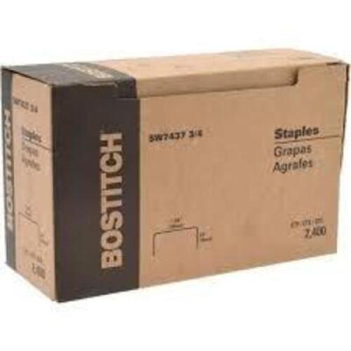 DESCRIPTION: (1) BOX OF (2400) PACKAGING STAPLE BRAND/MODEL: BOSTITCH #57229247 SIZE: 3/4" X 1-3/8" RETAIL$: $38.71 EA QTY: 1